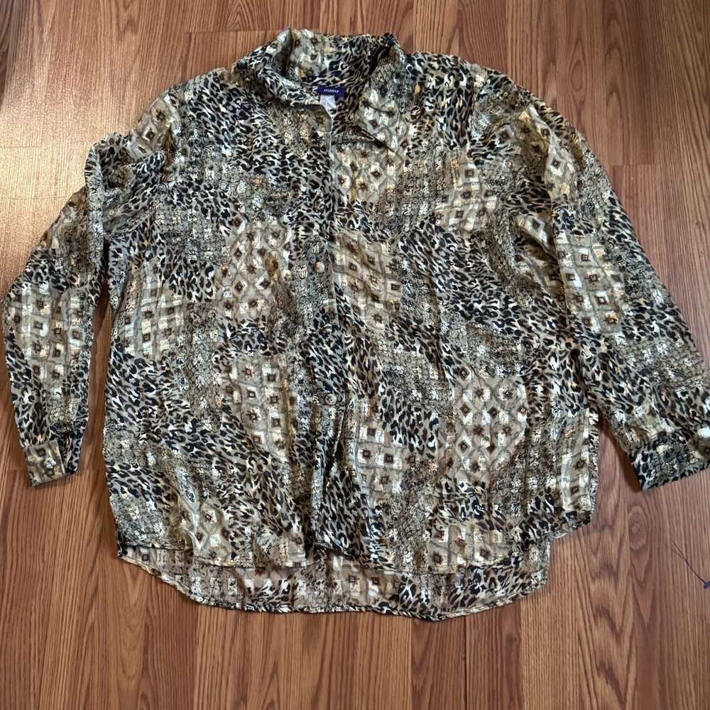 Resource Vintage Animal Print Button-Up Blouse Size 1x‎